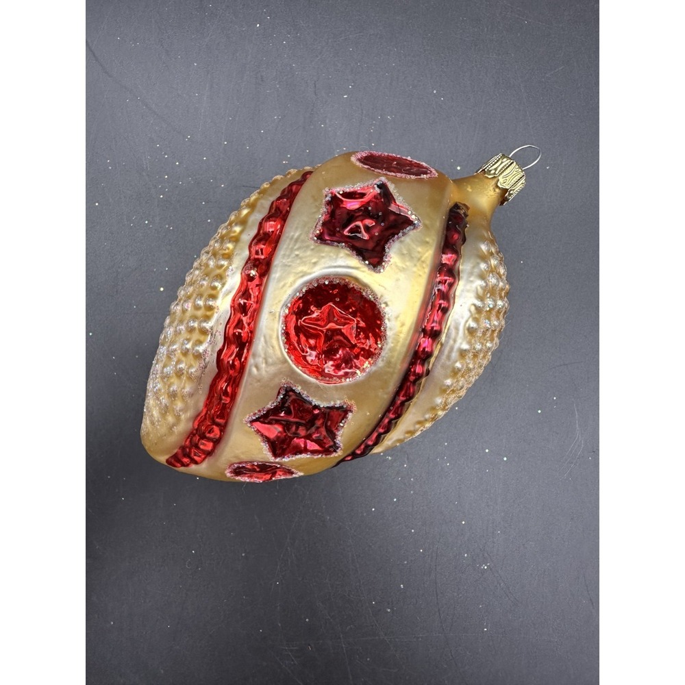 CHRISTOPHER RADKO STAR RIBBON‎ ORNAMENT GOLD AND RED 4" 93-317-1